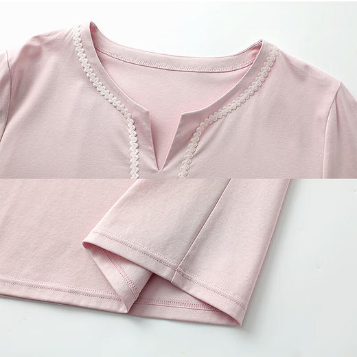 【3F】安莉芳纯棉圆领中袖睡裙女士花边装饰宽松家居裙EL00720 商品图5