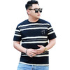 【纯棉】【DYG】大依优型大码男装短袖条纹t恤衫薄款宽松条纹男弹力短袖T恤胖子上衣 商品缩略图4