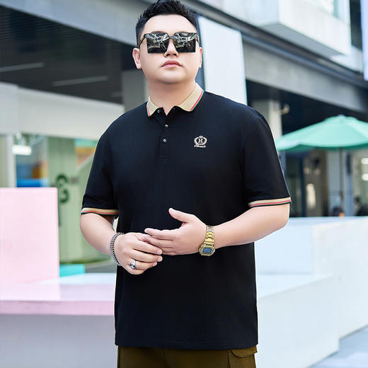 【纯棉】【DYG】大依优型大码男装Polo衫短袖翻领T恤商务休闲百搭肥佬加肥加大T恤男装上衣 商品图2