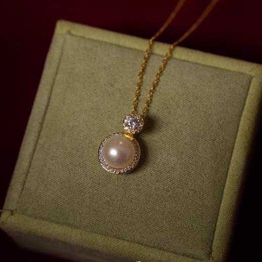 纯银大鸽子蛋诸暨天然强光扁圆淡水珍珠满钻轻奢小众S925银项链！ 商品图0