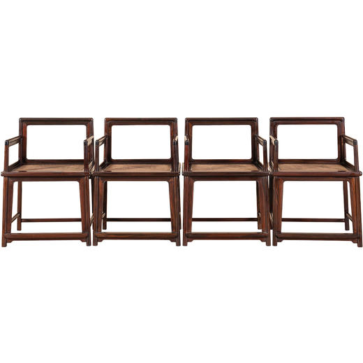 清 红木圈口靠背玫瑰椅成堂（一堂四只） 商品图5