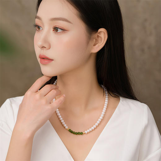 碧玉珍珠项链 18k金简约百搭银S925珍珠项链女士礼物MEMORA诗普琳ZNE03401（线上专供） 商品图1