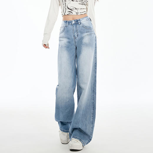 罗蒙春夏女式牛仔裤宽松版显瘦百搭时尚休闲牛仔裤棉质女长裤 商品图1