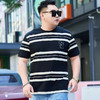 【纯棉】【DYG】大依优型大码男装短袖条纹t恤衫薄款宽松条纹男弹力短袖T恤胖子上衣 商品缩略图5