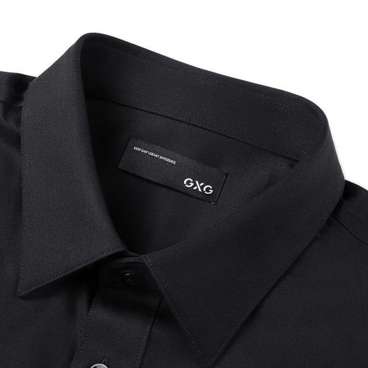 GXG男装 黑色缎面简约百搭长袖衬衫   春季热卖 商品图2