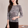 SMZ34269时尚印花网纱长袖T恤女士春季新款高级感百搭显瘦打底衫洋气上衣 商品缩略图2