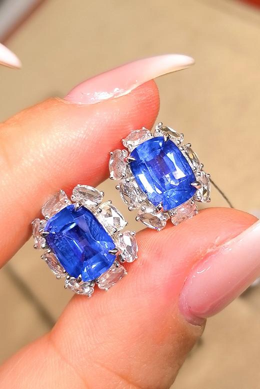 5.21ct刻面蓝宝石耳钉 商品图1