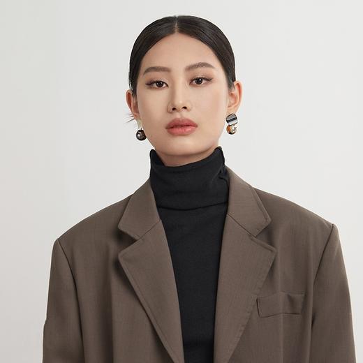 Oflye潮流饰品  欧美小众撞色金属圆球耳环女时尚个性气质耳钉冷淡风耳饰新款潮 商品图2