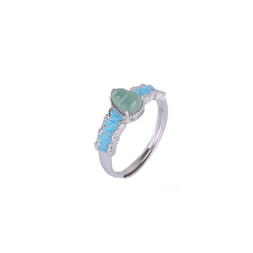 【福禄琳琅】S925银蓝水翡翠珐琅福禄葫芦戒指【CW-JZ06927】 商品图4