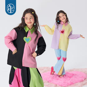 年衣童装女童衬衫2025年春新款多巴胺女孩衬衣儿童美上心巴衬衫