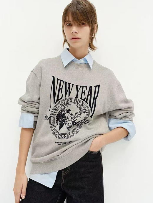 【2月14日  上午12:00 秒杀】情人节快乐 配色版型绝杀款 MO家 新年春款 复古美式 【喜上眉梢】植绒 毛圈卫衣 3色 商品图6