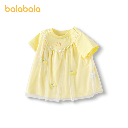 巴拉巴拉宝宝短袖t恤婴儿女童上衣2025新款夏装甜美网纱拼接时髦 商品图4