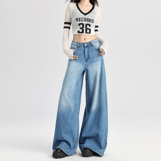 【莱赛尔面料】罗蒙春夏牛仔裤女士宽松舒适休头百搭阔腿裤女长裤子 商品图2