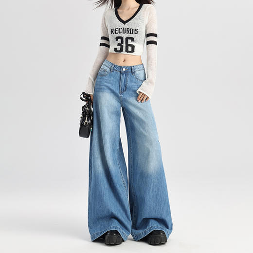 【莱赛尔面料】罗蒙春夏牛仔裤女士宽松舒适休头百搭阔腿裤女长裤子 商品图6