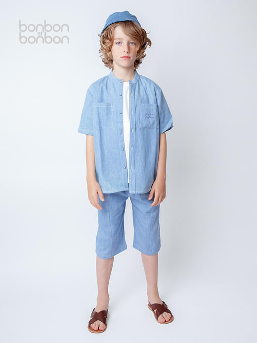 刺绣logo牛仔衬衫 商品图0