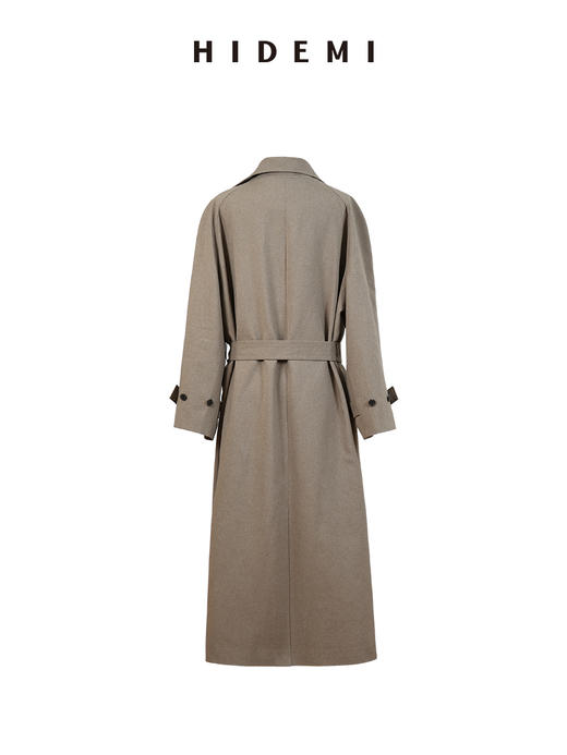 HIDEMI进口CD纱极简翻领大廓形可拆卸腰带伞状法式风衣 商品图8