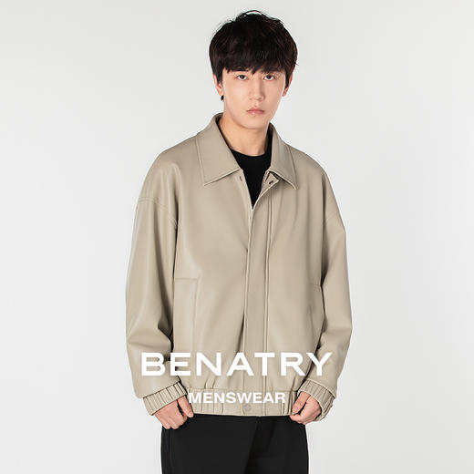 贝纳川翻领落肩袖男士休闲皮衣夹克外套ECP306001 商品图3