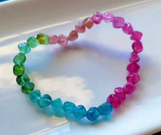 5mm-6mm单圈原矿彩虹碧玺原石手链 商品图1