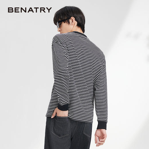贝纳川条纹圆领男士长袖T恤ECK313002 商品图4