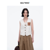 SELFWHO米白条纹背心马甲女2025春季新款V领气质宽松百搭减龄马夹 商品缩略图0