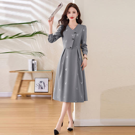HR-LSNY2554名媛高级感穿搭裙子女装2025新款春秋装中长款减龄大衣内搭连衣裙 商品图1