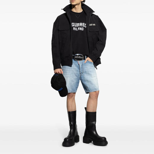 DSQUARED2 男士字母徽标印花拉链夹克外套 黑色 S74AM1565 S53578 900 商品图3
