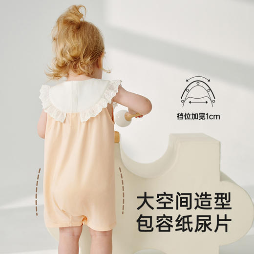 英氏婴儿衣服透气背心连体衣夏季可爱女童衣服2025新款月亮裆爬服 商品图2