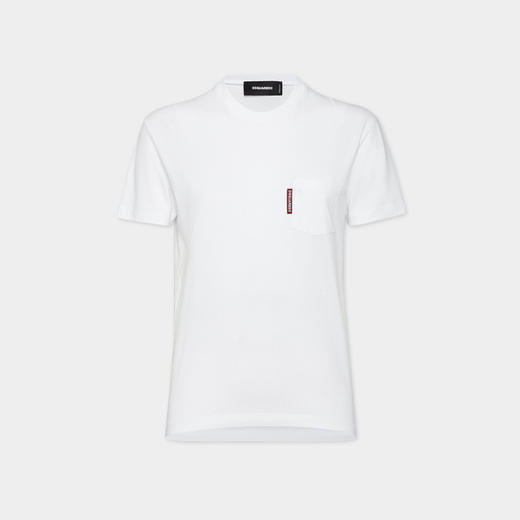 DSQUARED2 女士红色徽标标签棉质圆领短袖T恤 白色 S75GD0476 D20020 100 商品图0