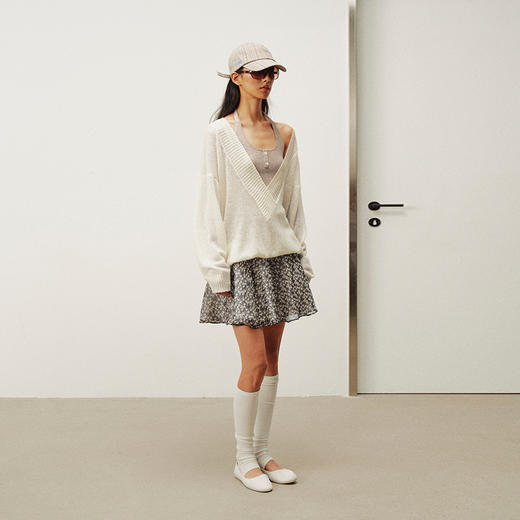 NUTH双层半透碎花a字短裙蓬松廓形泡泡裙/带安全裤 商品图3