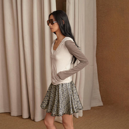 NUTH双层半透碎花a字短裙蓬松廓形泡泡裙/带安全裤 商品图4