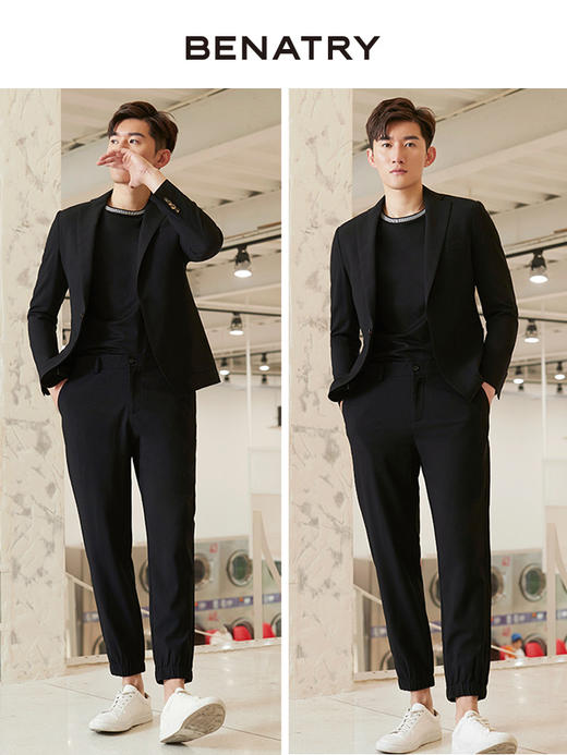 贝纳川时尚裤脚松紧男士休闲裤西裤100026030402 商品图3