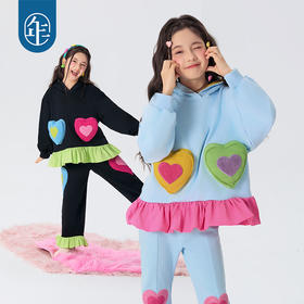 年衣童装女童卫衣连帽2025年春新款儿童印花套头衫甜美美上心巴卫衣