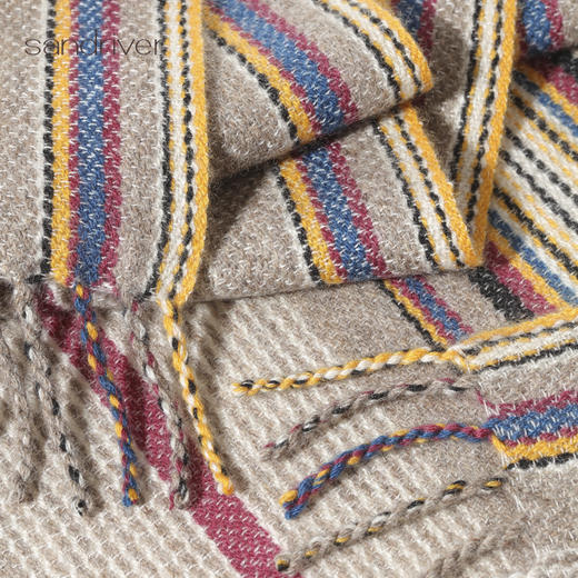 青海手工氆氇条纹流苏围巾SJF96P851N 商品图1