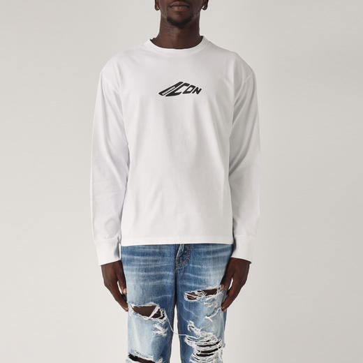 DSQUARED2 男士徽标印花棉质圆领长袖T恤 白色 S79GC0099 D20033 100 商品图0