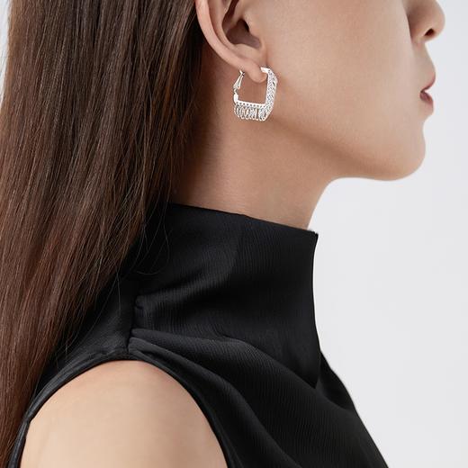 Oflye潮流饰品   欧美小众高级感小圆圈流苏耳环女气质菱形耳钉时尚个性耳圈耳饰品 商品图1