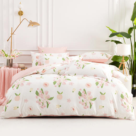 多喜爱 新疆棉斜纹四件套 茉莉青提/桃桃乌龙/栀子蓝莓  精美印花 纯洁白 明媚黄 斜纹织造 宽边枕套设计 HL/FX 商品图6