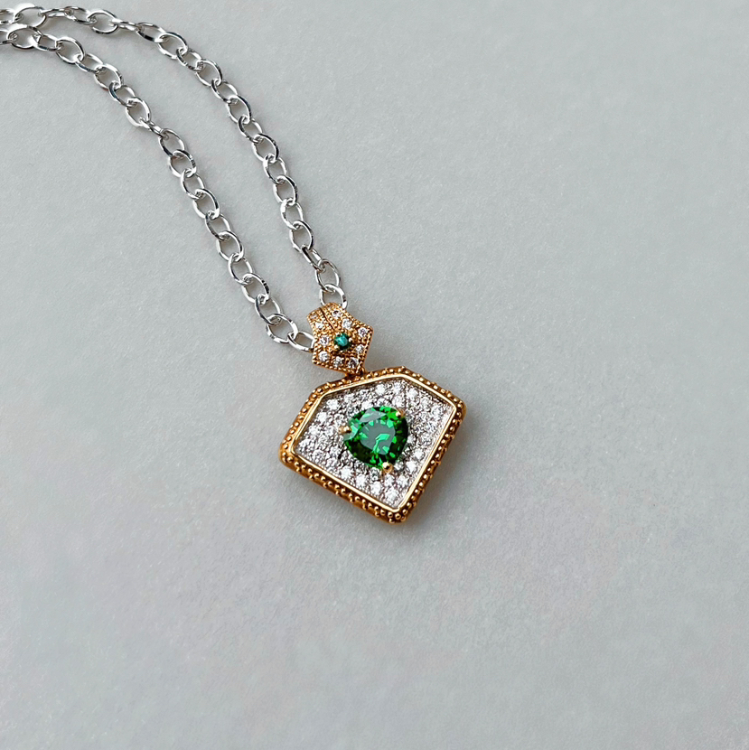 CHIC系列 18K/14K镶嵌沙弗莱和钻石 项链