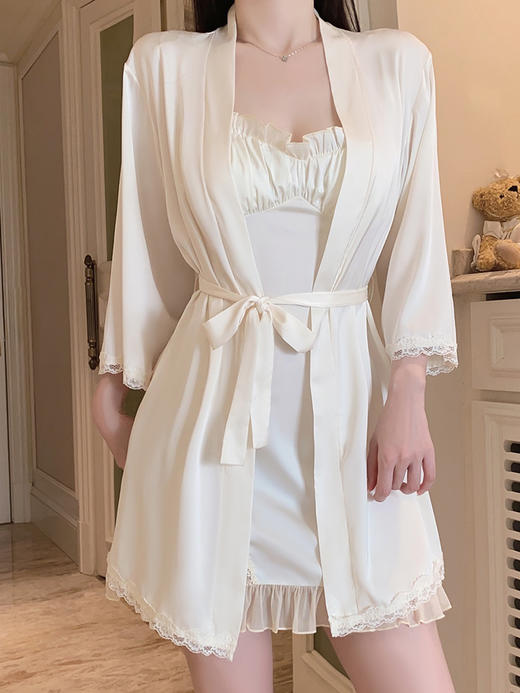 【YW】无忧购深V聚拢加胸垫简约顺滑缎面睡裙4959(截单后7天发货) 商品图4