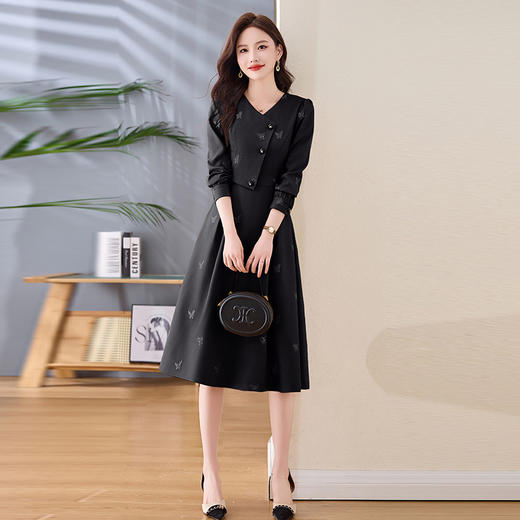 HR-LSNY2554名媛高级感穿搭裙子女装2025新款春秋装中长款减龄大衣内搭连衣裙 商品图2