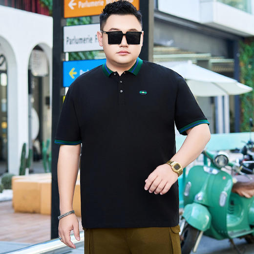 【纯棉】【DYG】大依优型大码男装纯棉Polo衫翻领T恤男士宽松商务百搭刺绣短袖T恤男 商品图3