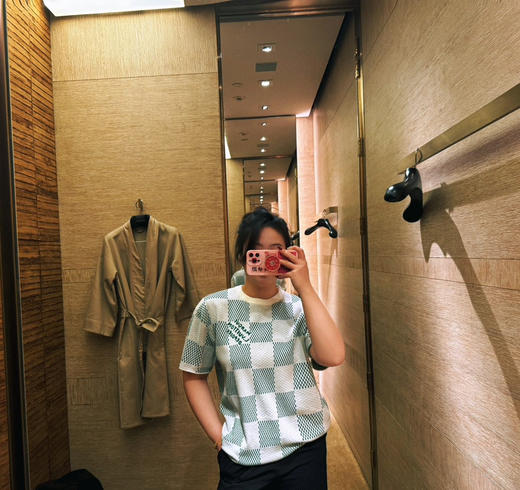 LOUIS VUITTON 绿棋盘格提花短袖t恤 商品图5