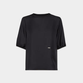 DSQUARED2 女士字母徽标贴片真丝圆领短袖T恤 黑色 S75NC1108 D35139 900