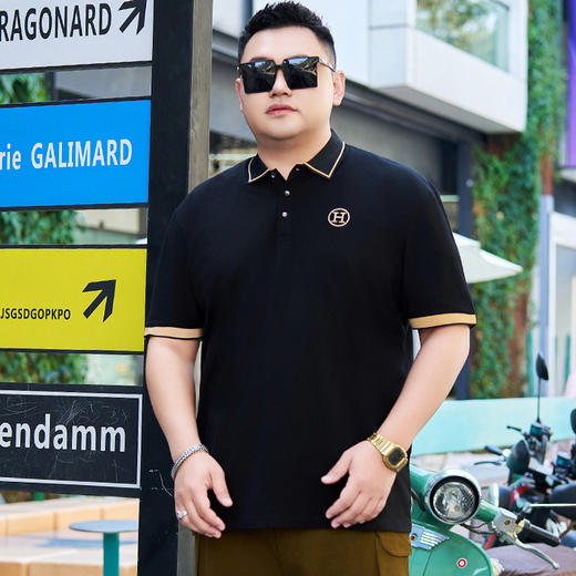 【纯棉】【DYG】大依优型大码男装短袖Polo衫冰丝凉感t恤翻领男士商务休闲男装宽松 商品图3