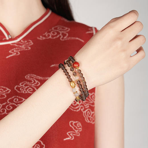 大英博物馆 巴斯特系列 茶晶 漆器 三层手链 商品图3