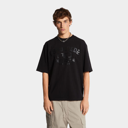 DSQUARED2 男士字母徽标印花棉质圆领短袖T恤 黑色 S74GD1413 D20033 900 商品图2