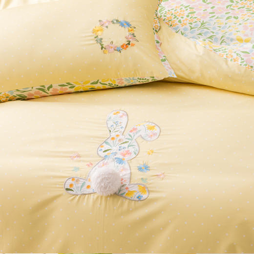 多喜爱 全精梳棉斜纹三/四件套 米拉花园/阳光小兔兔【浪漫花边】【礼盒包装】 精梳全棉 斜纹织造 双面设计 商品图8