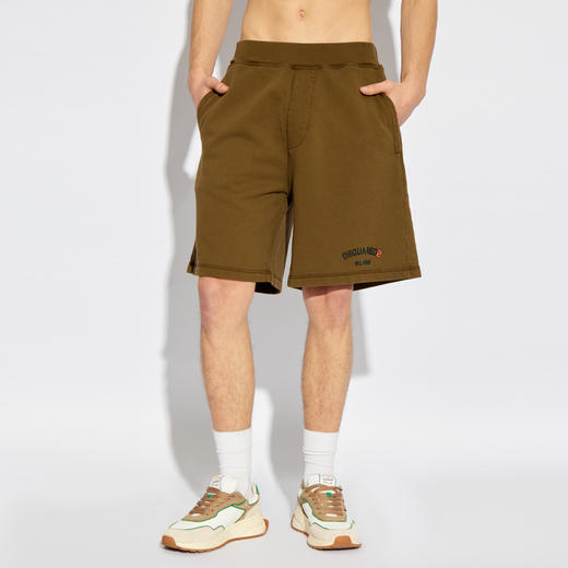 DSQUARED2 男士字母徽标休闲短裤 军绿色 S74MU0894 S25539 728 商品图1