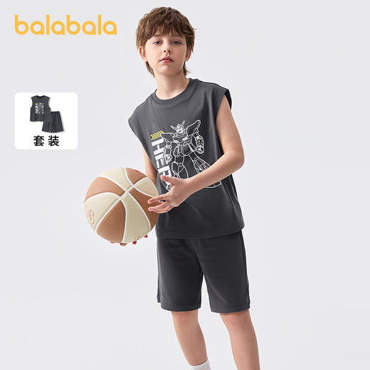 【限时秒杀】巴拉巴拉儿童短袖套装2025新款童装夏季男大童两件套速干透气无袖 商品图0