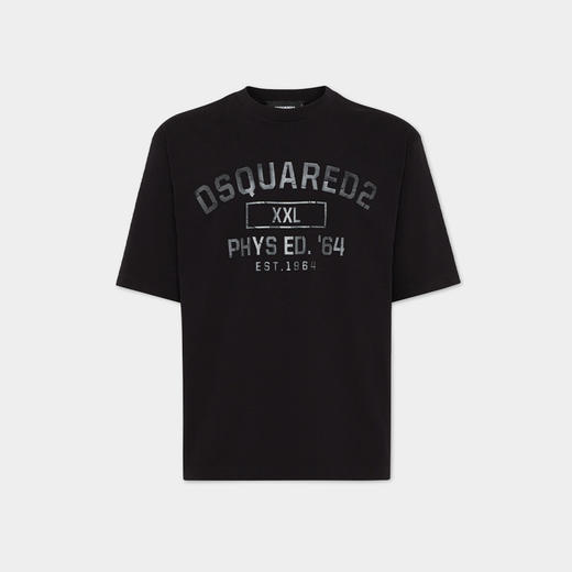 DSQUARED2 男士字母徽标印花棉质圆领短袖T恤 黑色 S74GD1413 D20033 900 商品图0