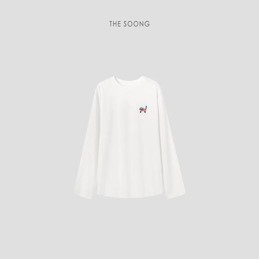 THESOONG'猫咪T’纳米级丝光棉浮雕术刺绣长袖大版T恤女HWTX6544 商品图0